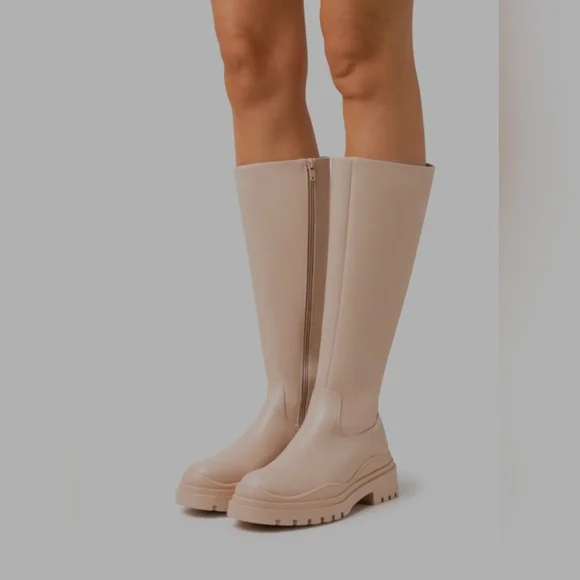 Beautiful cream modern knee high boots | Vero Moda Era Boots | size 39/8 - Picture 3 of 9